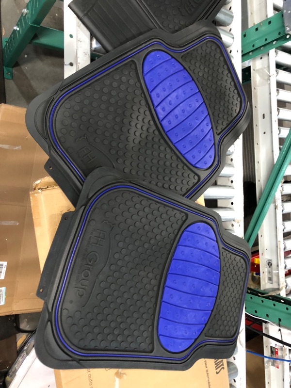 Photo 2 of Automotive Floor Mats Blue Climaproof for All Weather Protection Universal Fit Heavy Duty Rubber fits Most Cars, SUVs, and Trucks (Full Set Trim to Fit) FH Group F11500BLUE