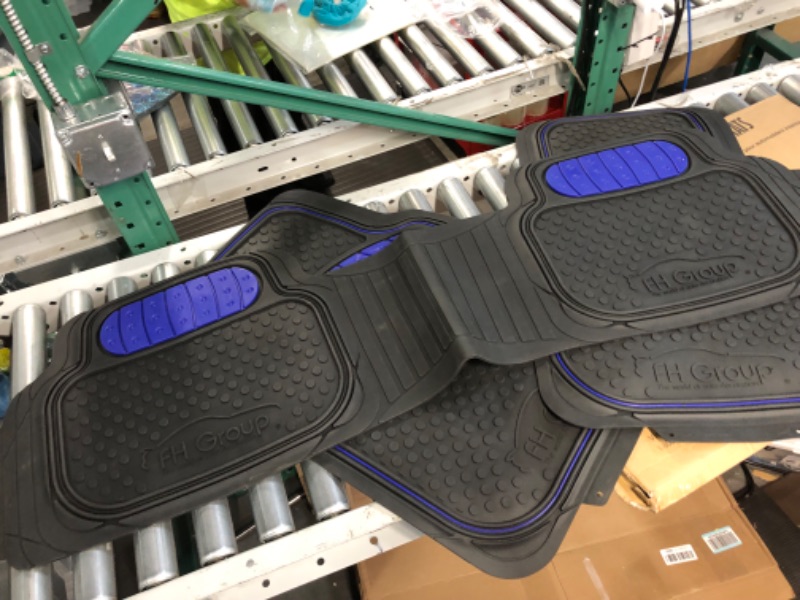 Photo 1 of Automotive Floor Mats Blue Climaproof for All Weather Protection Universal Fit Heavy Duty Rubber fits Most Cars, SUVs, and Trucks (Full Set Trim to Fit) FH Group F11500BLUE