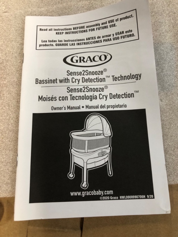 Photo 3 of **USED**  Graco Sense2Snooze Bassinet with Cry Detection Technology | Baby Bassinet Detects and Responds to Baby's Cries to Help Soothe Back to Sleep, Ellison , 19 D x 26 W x 41 H Inch (Pack of 1) With Cry Detection Ellison