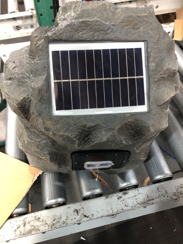 Photo 1 of Alpine Corporation Waterproof Bluetooth Solar-Powered Outdoor Wireless Rock Speaker, Gray