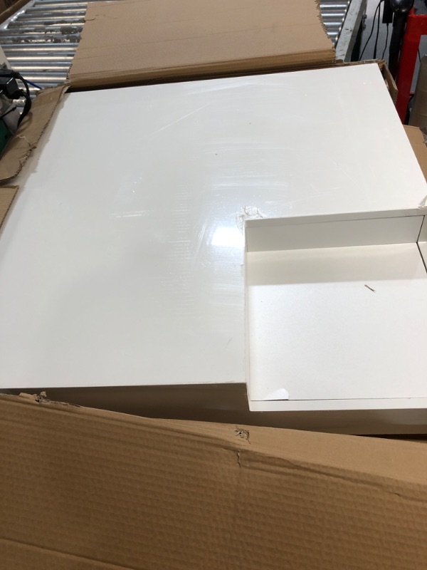 Photo 1 of Merax Modern Minimalist Design Square Coffee Table with Detachable Tray, Plug-in 16-Color LED Strip Lights and Remote Control, for Living Room, 31.5 inch Length, White 31.5 inch Length Minimalist White