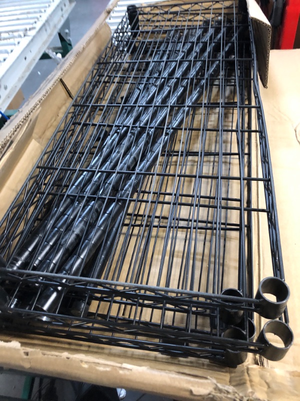 Photo 2 of ***MISSING WHEELS** 14"x30"x60" Storage Shelves Heavy Duty Shelving 5 Tier Layer Wire Shelving Unit(Black) 30×14×60 Black