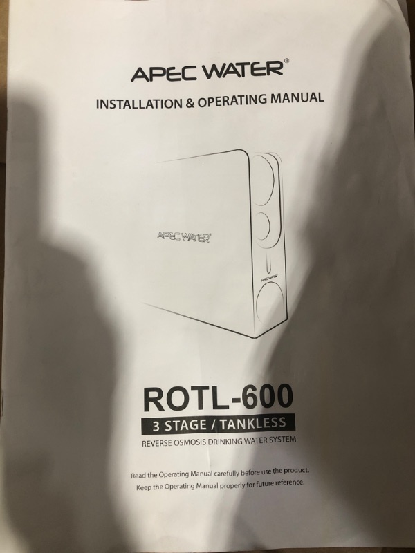 Photo 4 of * item used * incomplete * missing pieces *
APEC Tankless RO 3-Stage Water Filter System ROTL-600 