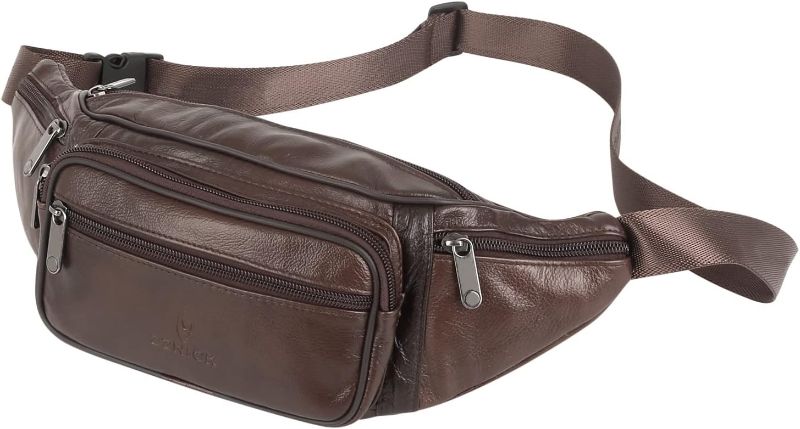 Photo 1 of ZZNICK Genuine Leather Fanny Pack/Waist Bag/Organizer with Adjustable Belt, Multiple Pockets Waist Pack