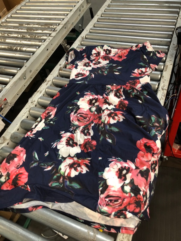 Photo 1 of OUGES Women's Summer Short Sleeve V-Neck Floral Short Party Dress with Pockets