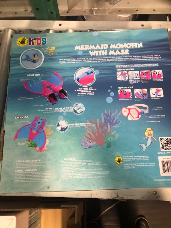 Photo 5 of (USED) Body Glove Kids' Mermaid Monofin with Mask Pink/Blue