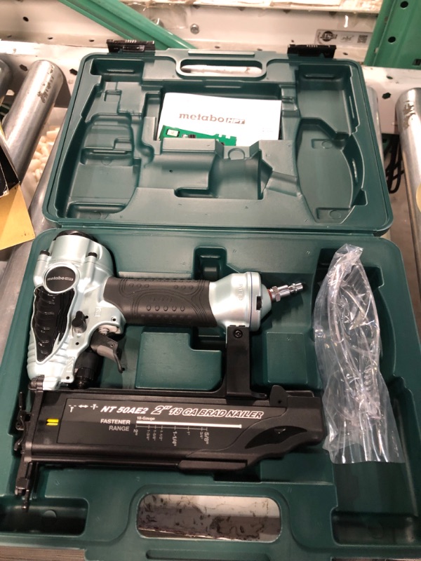 Photo 2 of **UNABLE TO TEST**
Metabo HPT Brad Nailer Kit | Pro Preferred Brand of Pneumatic Nailers | 18 Gauge | Accepts 5/8 to 2-Inch Brad Nails | Ideal for Trim Work, Furniture Building & Other Finish Applications | NT50AE2
