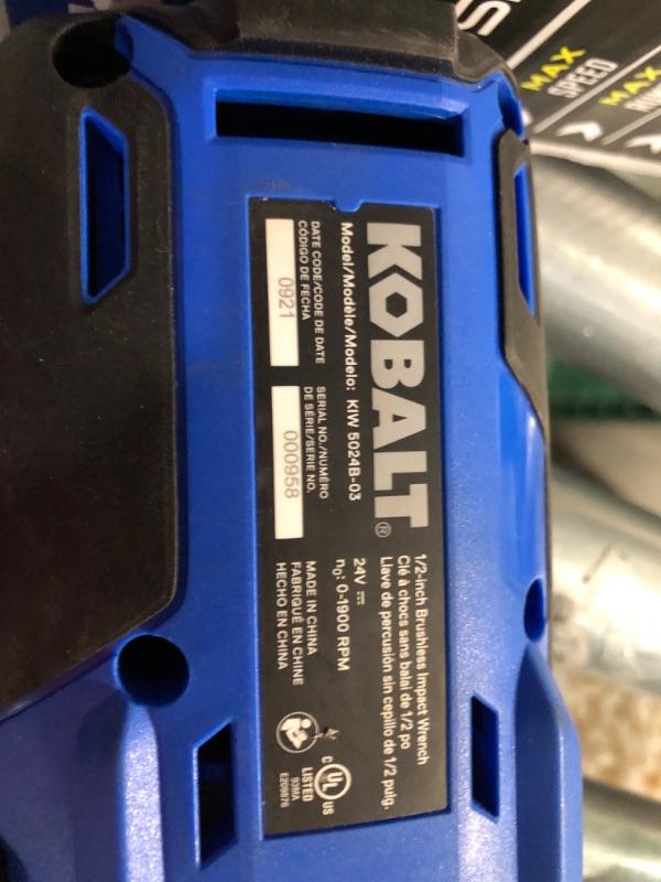 Photo 2 of **SEE NOTES**
Kobalt 24-Volt Max-Volt 1/2-in Drive Cordless Impact Wrench (Item #672825) Battery and Charger Included