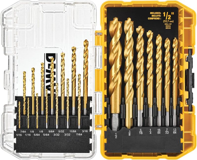 Photo 1 of **USED**
DEWALT Titanium Nitride Coated Drill Bit Set, Pilot Point, 21-Piece (DW1361)