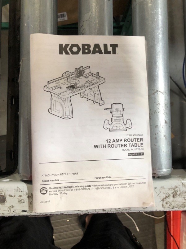 Photo 1 of **MISSING HALF INCH, UNABLE TO TEST** Kobalt Fixed Corded Router with Table Included **PARTIALLY ASSEMBLED** 