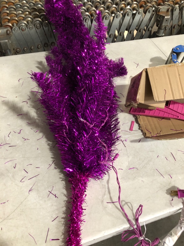 Photo 3 of **SEE NOTES**
National Tree Company Pre-Lit Artificial Christmas Tree, Purple Tinsel 4 feet