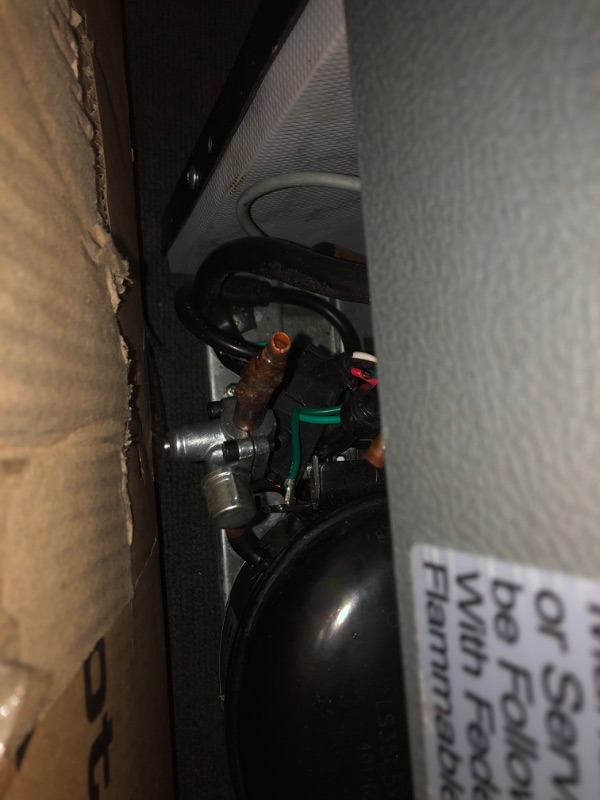 Photo 1 of **PARTS ONLY NON REFUNDABLE NO RETURNS SOLD AS IS *****RCA RFR322 Mini Refrigerator, Compact Freezer Compartment, Adjustable Thermostat Control, Reversible Door, Ideal Fridge for Dorm, Office, Apartment, Platinum Stainless, 3.2 Cubic Feet