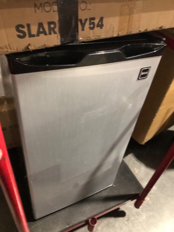 Photo 4 of **PARTS ONLY NON REFUNDABLE NO RETURNS SOLD AS IS *****RCA RFR322 Mini Refrigerator, Compact Freezer Compartment, Adjustable Thermostat Control, Reversible Door, Ideal Fridge for Dorm, Office, Apartment, Platinum Stainless, 3.2 Cubic Feet