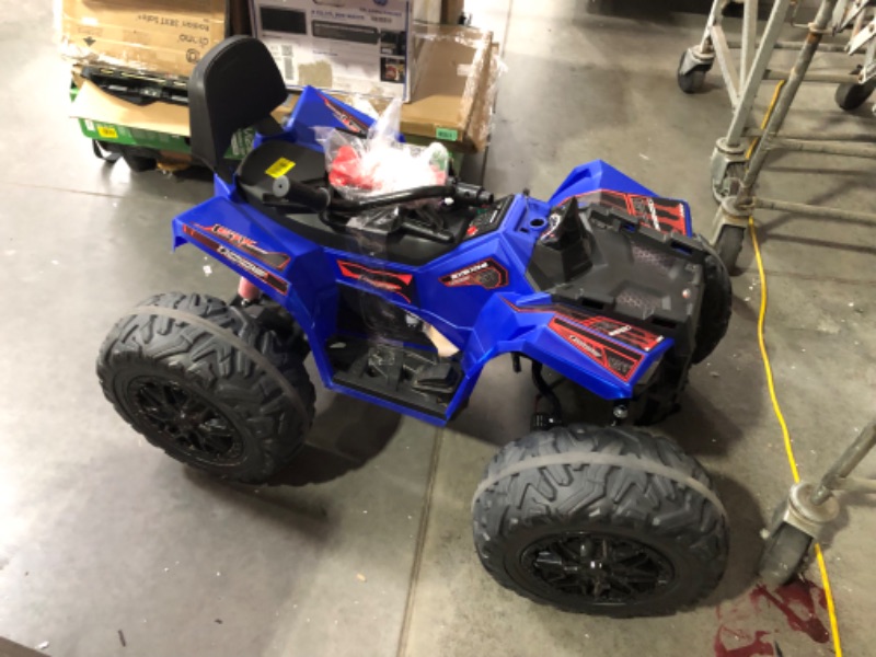 Photo 2 of ***MISSING CHARGER - NO PACKAGING - DOESN'T RUN - SEE COMMENTS***
24V Kids ATV, Hetoy Ride on Car 4WD Quad Electric Vehicle, 4x80W Powerful Engine, with 7AHx2 Large Battery, Accelerator Handle, EVA Tire, Full Metal Suspension, LED Light, Bluetooth