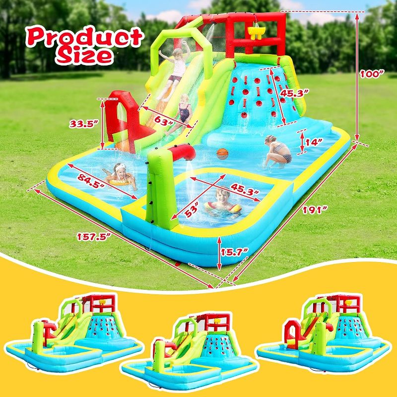 Photo 5 of (READ FULL POST) WELLFUNTIME Inflatable Water Slide Park with Splash Pool Climb The Wall