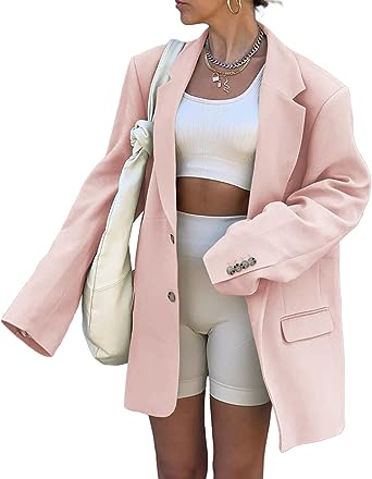 Photo 1 of Grlasen Womens Oversized Blazer Jackets SMALL PINK