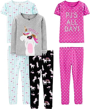 Photo 1 of [Notes] Simple Joys by Carter's Babies, Toddlers, and Girls' 6-Piece Snug-Fit Cotton Pajama Set