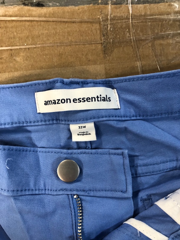 Photo 2 of Amazon Essentials Men's Slim-fit 9" Inseam Stretch 5-Pocket Short 33 Light Blue