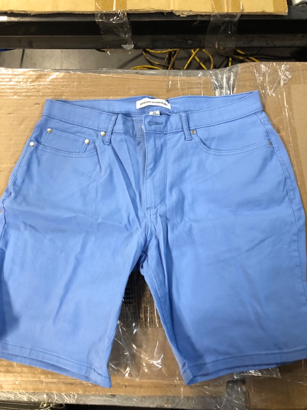 Photo 1 of Amazon Essentials Men's Slim-fit 9" Inseam Stretch 5-Pocket Short 33 Light Blue