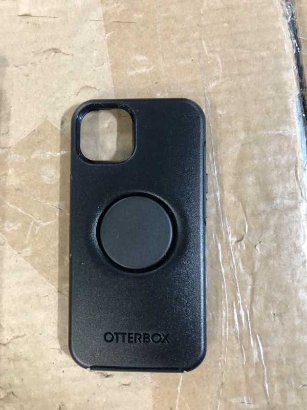 Photo 2 of OtterBox iPhone 13 Otter + Pop Symmetry Series Case - BLACK, integrated PopSockets PopGrip, slim, pocket-friendly, raised edges protect camera & screen