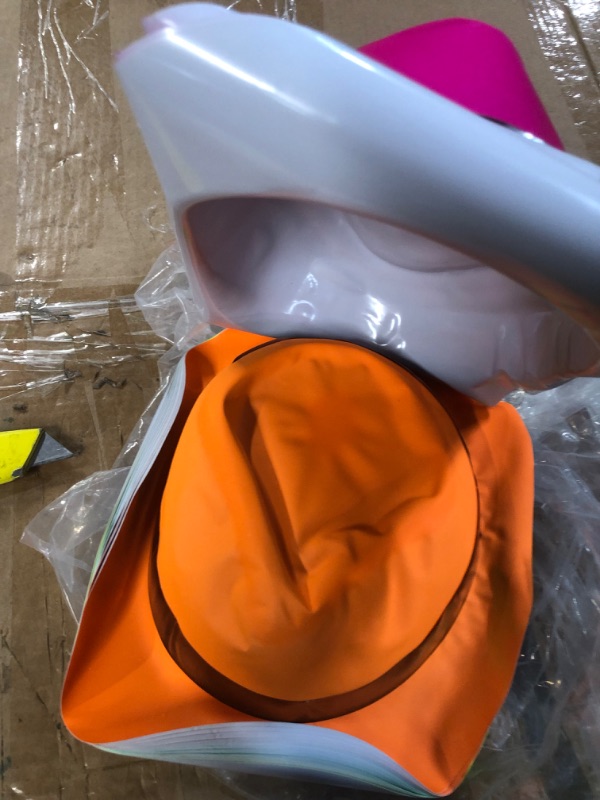 Photo 3 of [Notes] Party Hats, Neon Color Plastic Gangster Fedora Party Hats