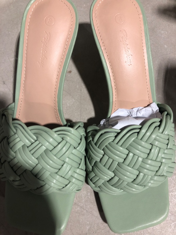 Photo 2 of * women's 8 * used *
PiePieBuy Womens Square Open Toe Heeled Sandals Braided Slip-on 8 Green