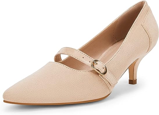 Photo 1 of Rilista Women's Kitten Heels Pumps Dressy Low Heel Closed Apricot 8.5