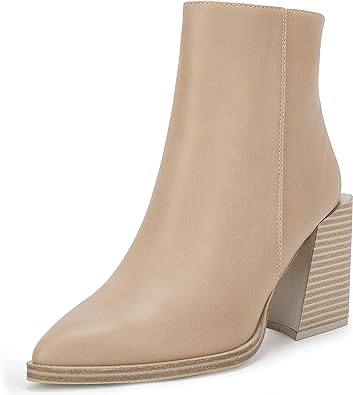 Photo 1 of Coutgo Womens Ankle Boots Pointed Toe Back Zipper Slip on 5.5