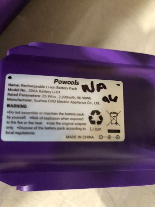 Photo 6 of **FOR PARTS ONLY, MAJOR DAMAGE**  Powools 25kpa Cordless Vacuum Cleaner  Purple (PL8732)