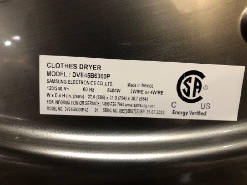 Photo 9 of 7.5 cu. ft. Smart Electric Dryer with Steam Sanitize+ in Platinum