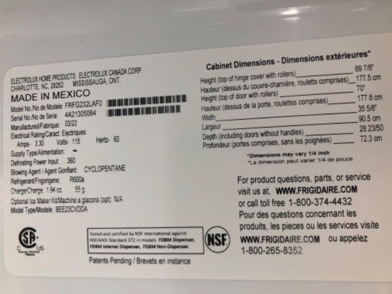 Photo 18 of Frigidaire 23.3-cu ft 36-in Counter-depth French Door Refrigerator with Ice Maker (Fingerprint Resistant Stainless Steel) ENERGY STAR