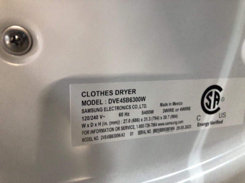 Photo 11 of 7.5 cu. ft. Smart Electric Dryer with Steam Sanitize+ in White