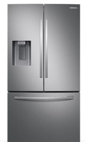 Photo 1 of 27 cu. ft. Large Capacity 3-Door French Door Refrigerator with Dual Ice Maker in Stainless Steel