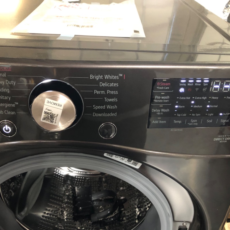 Photo 7 of LG 27" 4.5 cu.ft. Ultra Large Capacity Front Load Washer with TurboWash - Steam and Wi-FiConnectivity - Black Steel