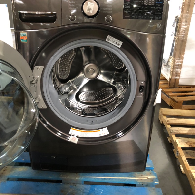 Photo 2 of LG 27" 4.5 cu.ft. Ultra Large Capacity Front Load Washer with TurboWash - Steam and Wi-FiConnectivity - Black Steel