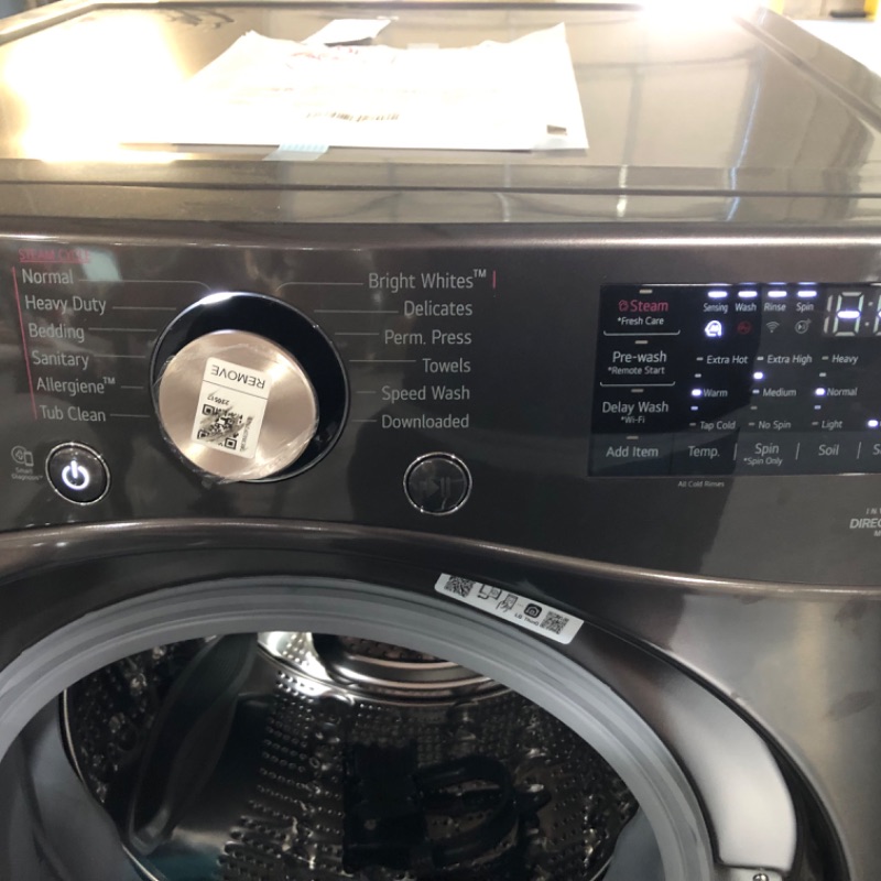 Photo 3 of LG 27" 4.5 cu.ft. Ultra Large Capacity Front Load Washer with TurboWash - Steam and Wi-FiConnectivity - Black Steel