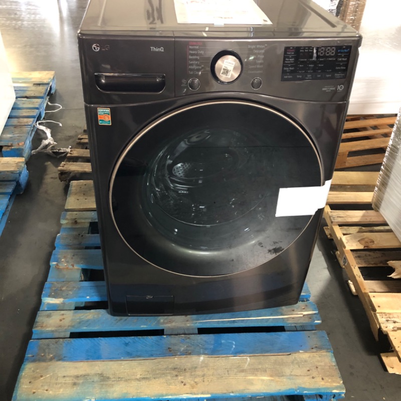 Photo 5 of ***BACK IS DENTED AND CAUSING DRUM TO RUB, FOR PARTS/FOR REPAIR** LG 27" 4.5 cu.ft. Ultra Large Capacity Front Load Washer - Black Steel