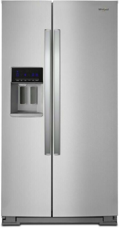 Photo 1 of **MISSING HANDLES**36 Inch Freestanding Side by Side Refrigerator with 28.49 cu. ft. Capacity, 3 Glass Shelves, External Water Dispenser, Crisper Drawer, Ice Maker, Adaptive Defrost, ADA Compliant, LED Interior Lighting, Accu-Chill, Frameless Glass Shelve