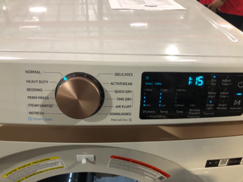 Photo 8 of Samsung 7.5 cu. ft. Smart Gas Dryer in Ivory Beige with Steam Sanitize+ and Sensor Dry