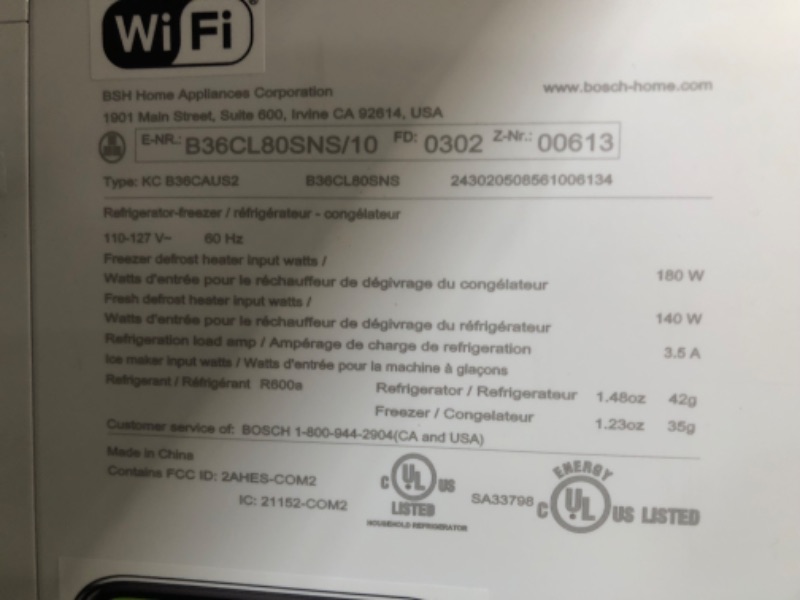 Photo 2 of **DOES NOT POWER ON**Bosch 800 Series 21-cu ft 4-Door Counter-depth French Door Refrigerator with Ice Maker (Stainless Steel) ENERGY STAR