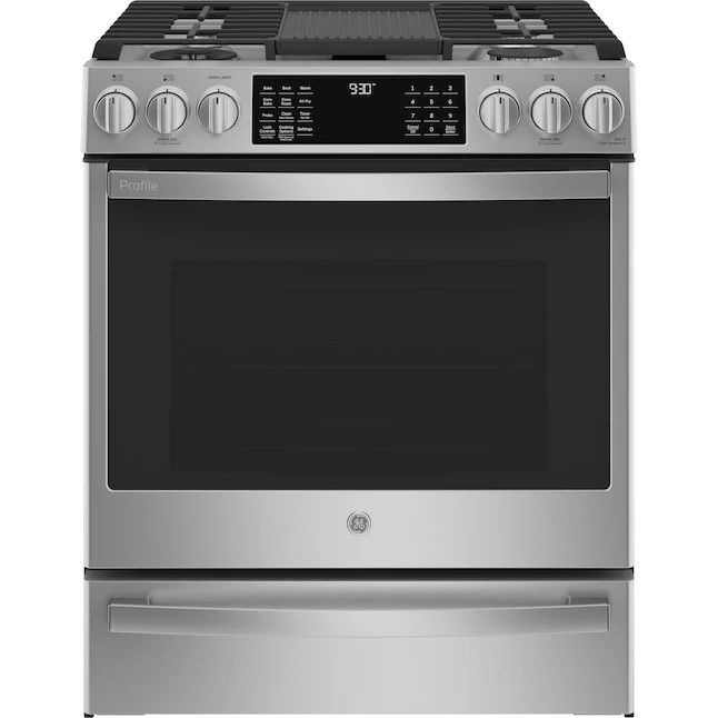 Photo 1 of GE Profile 30-in Deep Recessed 5 Burners Self and Steam Cleaning Air Fry Convection Oven Slide-in Smart Dual Fuel Range (Fingerprint-resistant Stainless Steel)