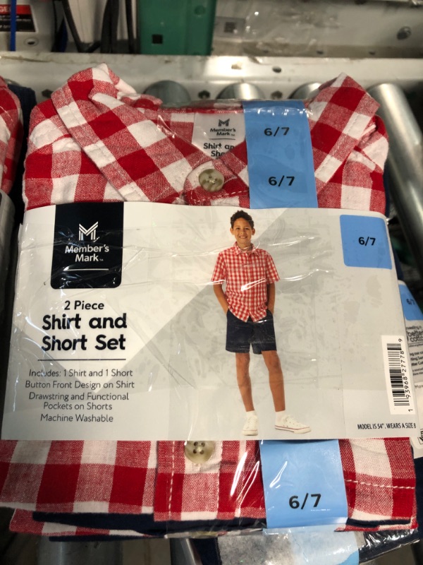 Photo 3 of PACK OF 2******
Member's Mark Boy's 2 Piece Button Short Sleeve Shirt Drawstring Short Set SIZE 6/7