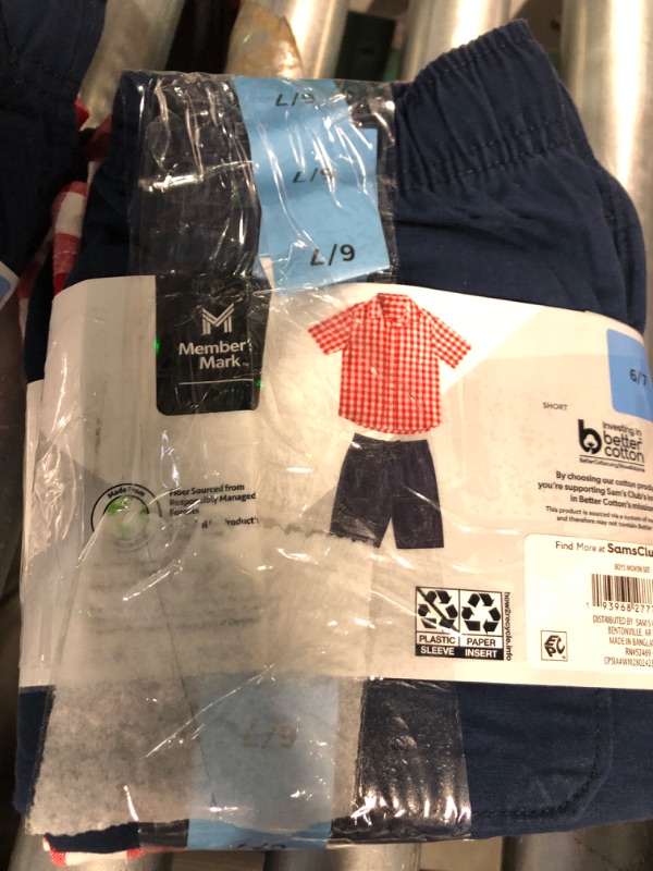 Photo 2 of PACK OF 2******
Member's Mark Boy's 2 Piece Button Short Sleeve Shirt Drawstring Short Set SIZE 6/7