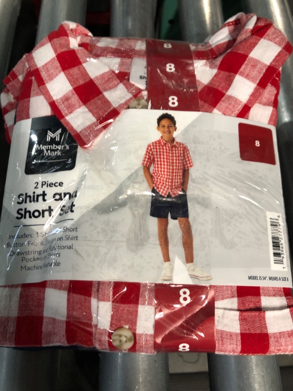 Photo 2 of PACK OF 2******
Member's Mark Boy's 2 Piece Button Short Sleeve Shirt Drawstring Short Set SIZE 