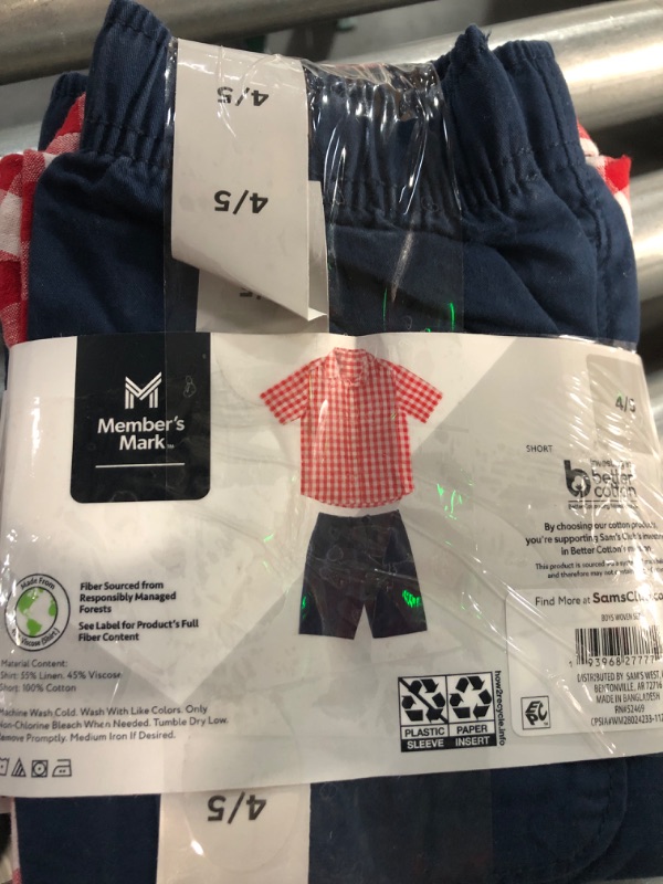 Photo 3 of PACK OF 2******
Member's Mark Boy's 2 Piece Button Short Sleeve Shirt Drawstring Short Set SIZE 8 AND 4/5 