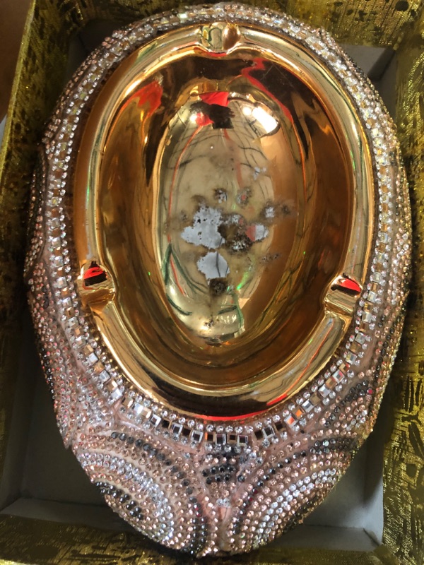 Photo 2 of  Ambrose Gold Plated Crystal Embellished Ceramic Ashtray