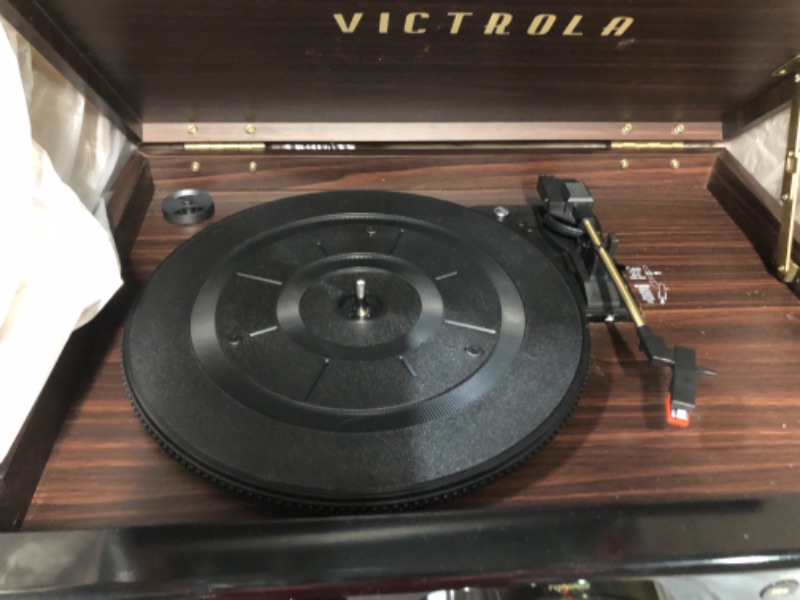 Photo 4 of Victrola Empire Mid-Century 6-in-1 Turntable with 3 Speed Record Player, Bluetooth Connectivity, Radio