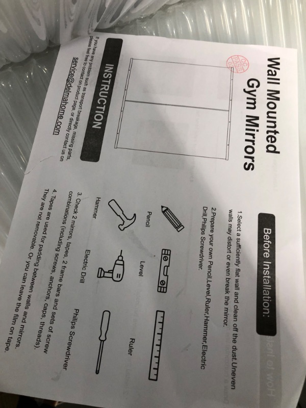 Photo 2 of *MISSING PIECES SEE NOTES*
Delma Home Gym Mirror, 48''x24''x2PCS, Large Full Body Mirror