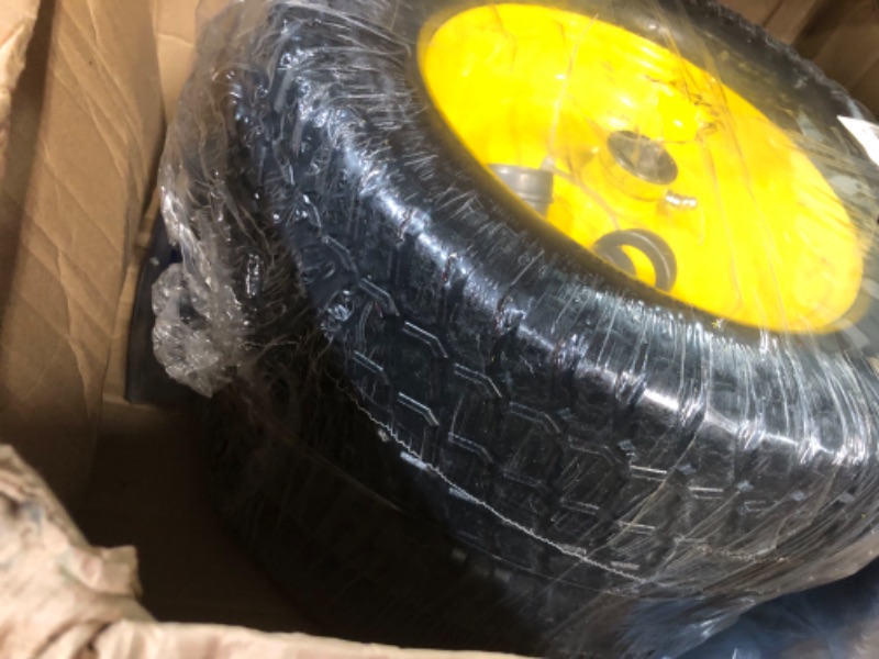Photo 1 of 15x6.00-6nhs lawn mower tires flat free,3" Centered Hub,3/4" & 5/8" Precision bearings
