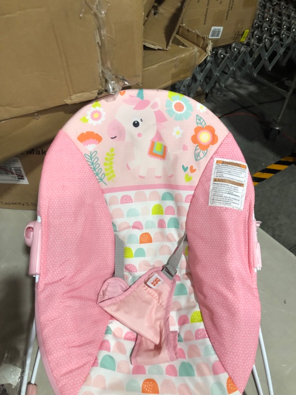 Photo 2 of *MISSING ACCESSORY*
Bright Starts Fanciful Fantasy Unicorn 3-Point Harness Vibrating Baby Bouncer